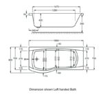 (T3)(02076) Carron 1700x800mm Delta Showerbath Carronite NTH Bath LH