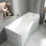 (T3)(02078) Carron 1700x800mm Delta Showerbath Carronite NTH Bath RH