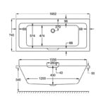 (T3)(02464) Carron 1700x750mm Integra DE TG Carronite NTH Bath