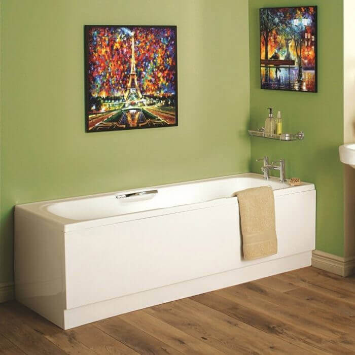 Product image for SKU 356156WT Trojancast Granada 2 Twin Grip 1675x700mm Single Ended Bath 2th - Image 1