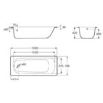 Roca Contesa 1500x7000mm AS 0TH Steel Bath