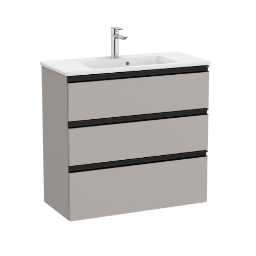 358763MG-1.jpg Roca The Gap Compact 3 Drawer Unit & Basin 800mm M/Grey - Image 1