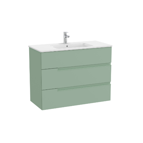 358775SG-1.jpg Roca Victoria-N(new) 3 Drw Unit 1000x460mm S/Green - Image 1
