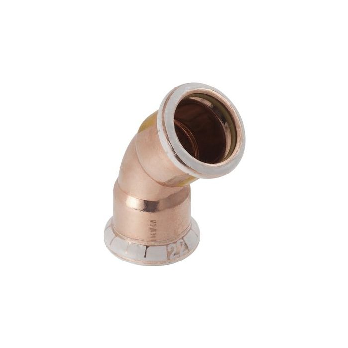 Product image for SKU 40010549 Mapress 34517 Copper Bend Gas 45 Deg 28mm - Image 1