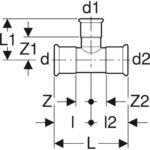 Mapress 61214  Copper T-piece reduced: 35 x 22 x 35mm
