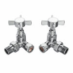 1 Pair Of Corner Rad Valves - 15mm Black - Tower Branded