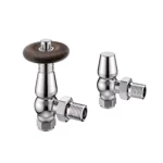 2 Pair Manual Angled Rad Valves - 15mm Black - Tower Branded