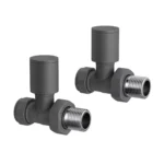 2 Pair Manual Straight Rad Valves - 15mm Anthracite - Tower Branded