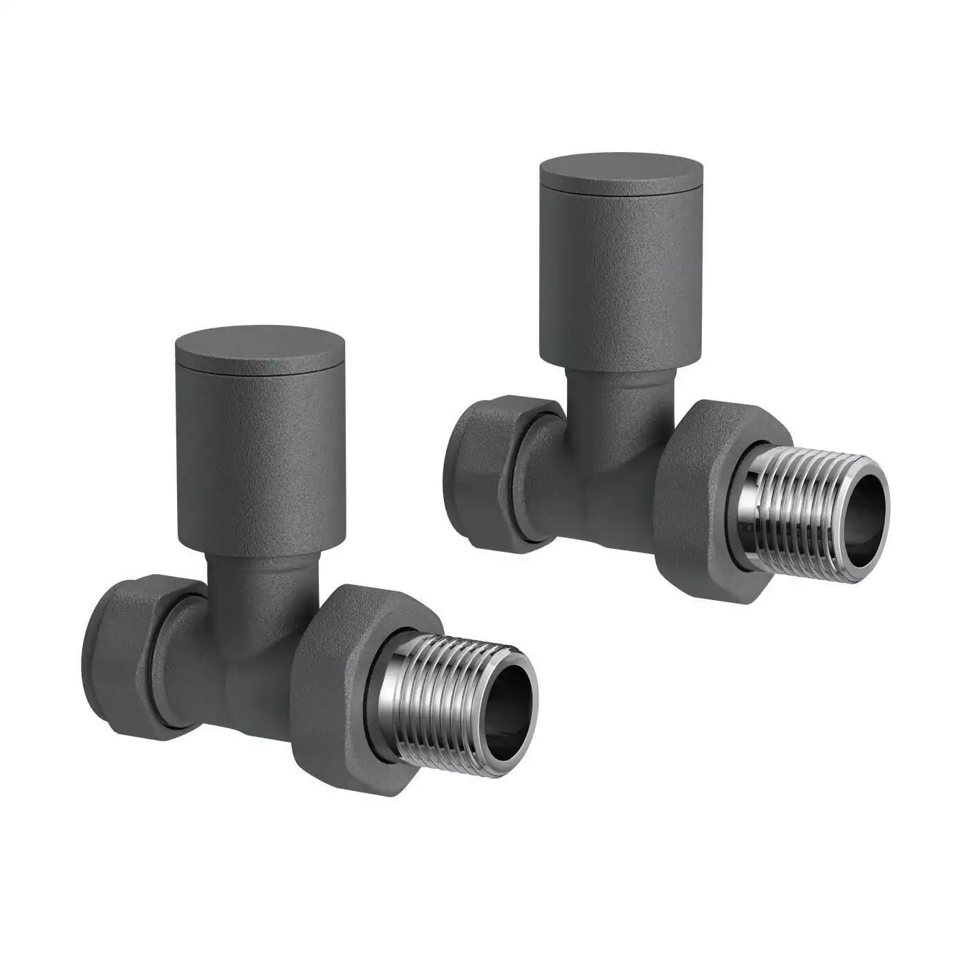 Product image for SKU 40085446 2 Pair Manual Straight Rad Valves - 15mm Anthracite - Tower Branded - Image 1