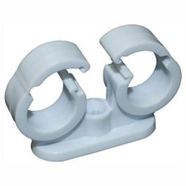 Product image for SKU 45017232 (1 = PK 50) 15mm Lock Pipe Clip Double White - Image 1