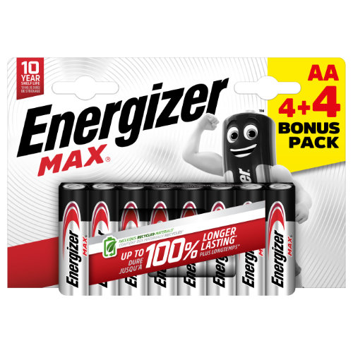 50090207-1.jpg Energizer Max Alkaline AA Battery Pack Of 4+4 - Image 1