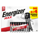 Energizer Max Alkaline AAA Battery Pack Of 4+4
