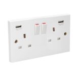Socket- 2 Gang Switched With USB White