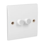 Light Switch White Dimmer- 2 Gang 2 Way 250W