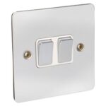 **Chrome 10 Amp 2 Gang 2 Way Switch White Inserts
