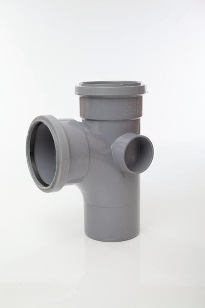 Product image for SKU 60053507 POLYPIPE Soil 110mm Grey Single Branch 92.5 Deg 2 Boss ST401 - Image 1