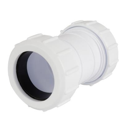 Product image for SKU 60091020 PrimaPlumb 50mm Straight Coupling White - Image 1