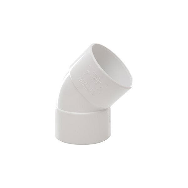 Product image for SKU 60091320 PrimaPlumb 50mm 45 Deg Obtuse Bend White - Image 1