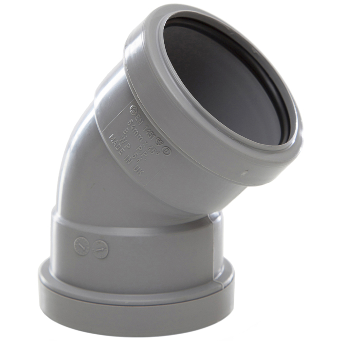 Product image for SKU 60091322 PrimaPlumb 50mm 45 Deg Obtuse Bend Grey - Image 1
