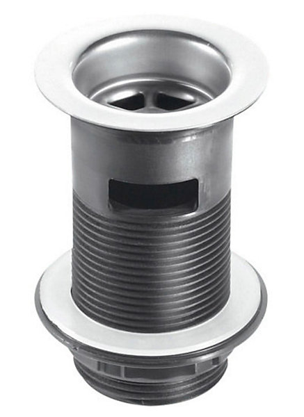Product image for SKU 62024027 McA 1 1/4" Black Plastic Slotted Basin Waste 60mm SS Flange BSW12 - Image 1