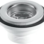 McA 60mm SS Flange Centre Pin Basin Wsste With Black PVC Plug BSW2PC