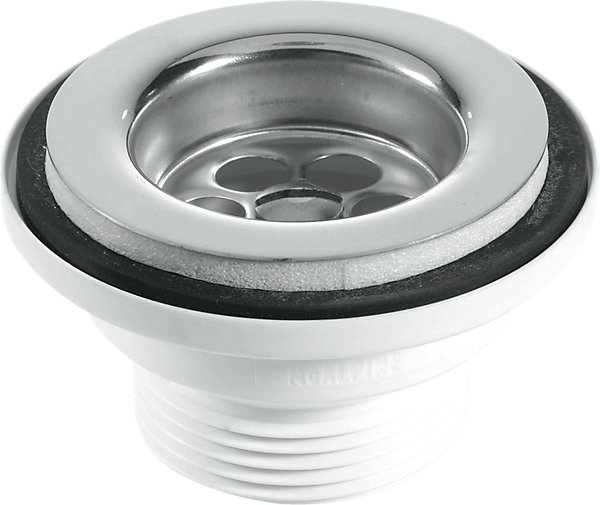 Product image for SKU 62024035 McA 60mm SS Flange Centre Pin Basin Wsste With Black PVC Plug BSW2PC - Image 1