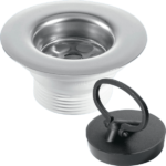 McA Centre Pin Sink Waste 85mm SS Flange With Black PVC Handle BSW6PR