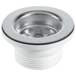 McA Centre Pin Bath Waste 70mm SS Flange Black PVC Plug BSW9P
