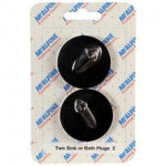 McA Two Sink Or Bath Plugs Black PVC Plug 1 3/4" With Triangle CARD-2