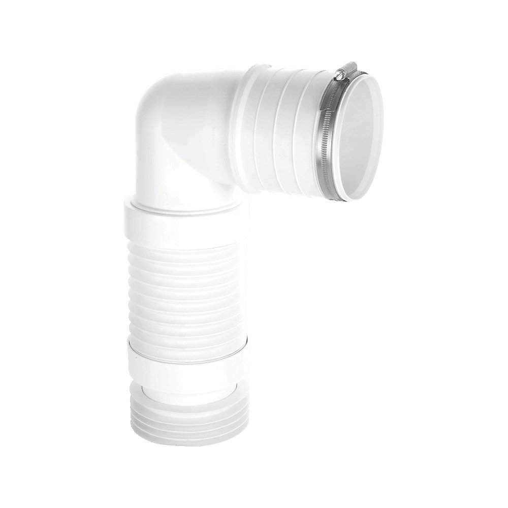 Product image for SKU 62065633 McA BTW 97-107mm Inlet 90 Degree Flexible WC Connector WC-CON8F-S-BTW - Image 1