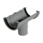 Half rnd 75mm gutter running outlet grey