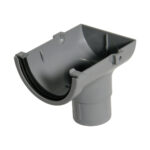 Half rnd 75mm gutter stopend outlet grey