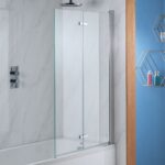 DELUXE BATH SCREENS 1385MMx850MM CLEAR GLASS SILVER FRAME