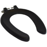 CELMAC Crescent Junior WC Seat Black Std Close SS Bottom Fix Hinges