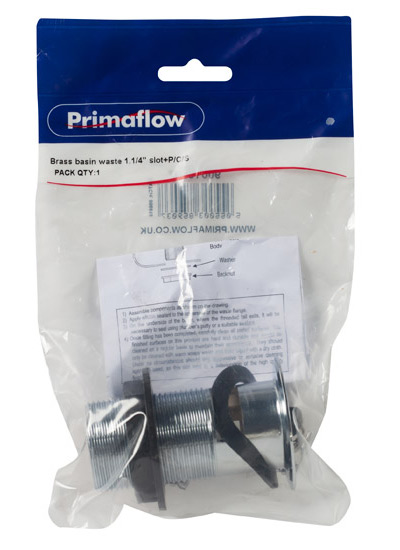 90016507-1.jpg PrimaPack Brass Slotted Basin Waste 1.1/4" + Plug Chain & Stay - Image 1