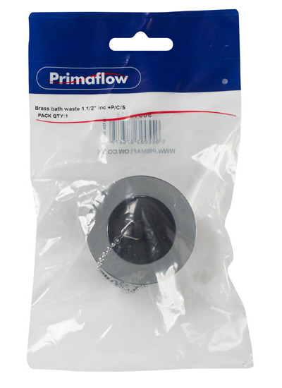 90016514-1.jpg PrimaPack Brass Bath Waste 1.1/2" + Plug Chain & Stay - Image 1