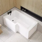 Tulla 1500x850x700mm L-Shaped Shower Bath Left Hand No Taphole White