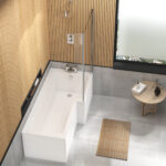 Tulla 1500x850x700mm L-Shaped Shower Bath Right Hand No Taphole White