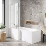 Tulla 1700x850x700mm L-Shaped Shower Bath Left Hand No Taphole White