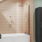 Tulla 1400x850x6mm L-Shaped Shower Bath Screen Chrome/Clear