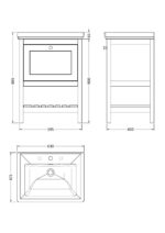 Hudson Reed Bexley 600mm Floor Standing Vanity & Basin 3TH - Image 5