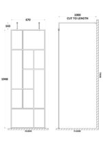 700mm Abstract Frame Wetroom Screen with Support Bars - Image 2