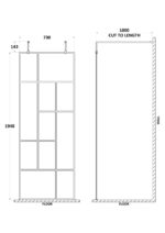 760mm Abstract Frame Wetroom Screen with Support Bars - Image 2