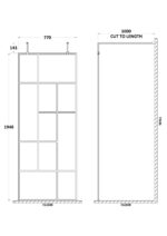 800mm Abstract Frame Wetroom Screen with Support Bars - Image 2