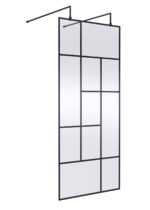900mm Abstract Frame Wetroom Screen with Support Bars