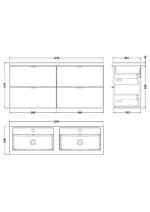 Hudson Reed Fusion 1200mm Vanity Unit & Double Basin - Image 2