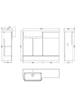 1100mm Combination Unit & Left Hand Semi Recessed Basin - Image 2