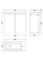 600mm 2-Door Wall Hung Unit & Basin - Image 2