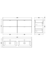 1200mm WH 4-Drawer Vanity & Double Basin - Image 2