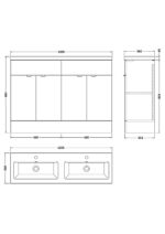 1200mm FS 4-Door Vanity & Double Basin - Image 2